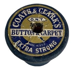 Vintage Coats & Clark O.N.T. Extra Strong Button & Carpet Empty Wood Spool Craft